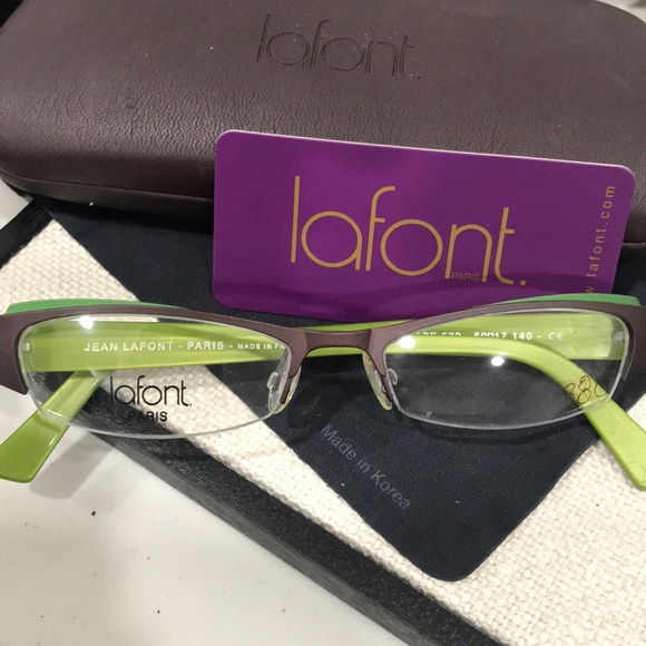Lafont Topaze 572 50/17/140 green rusty brown ladies reader type glasses